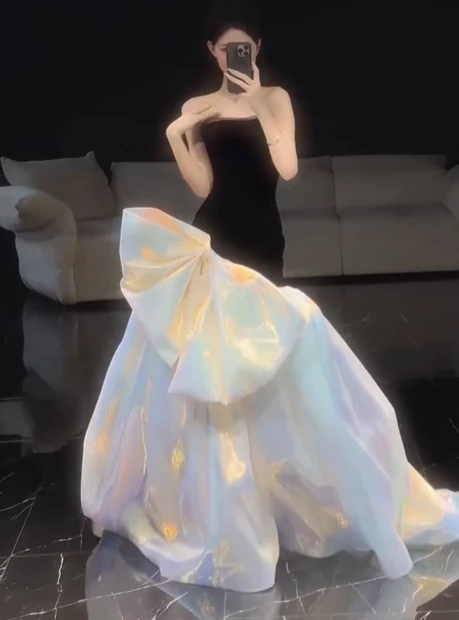 Elegant Glamour Mermaid Strapless Black 21st Birthday Dresses Evening Gown Birthday Outfits Evening Dress For Women DP1644 - Deanwangkt