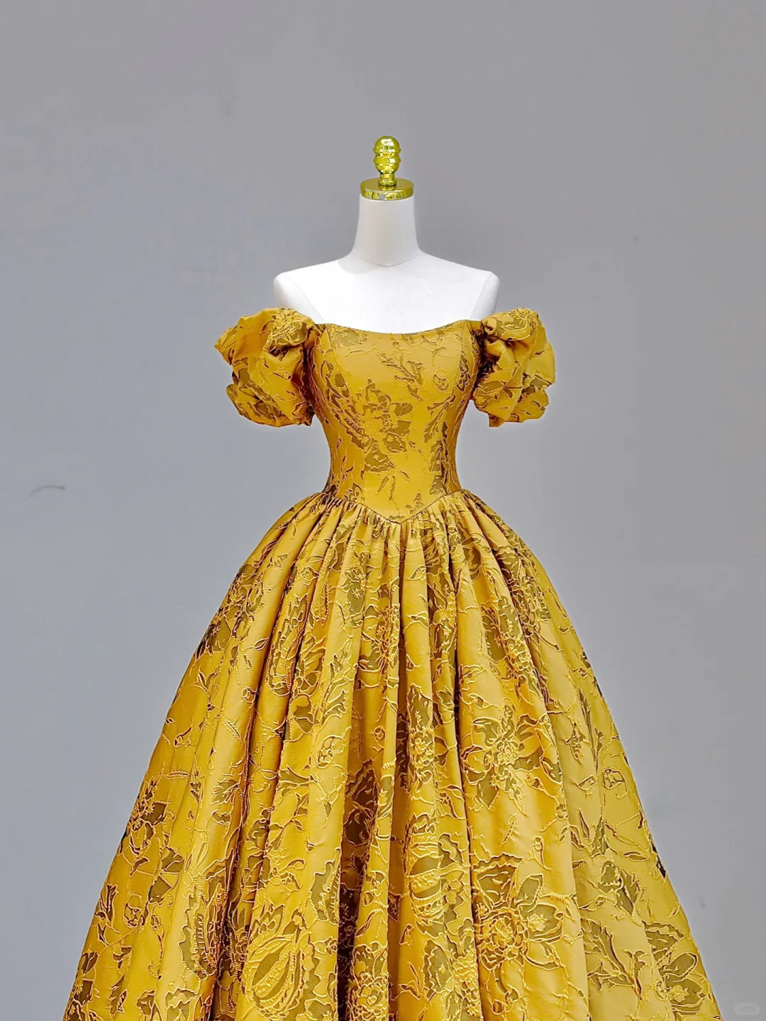 Elegant Glamour Ball Gown Off The Shoulder Yellow Satin Long Prom Dresses Party Dress Evening Dress DP1587 - Deanwangkt