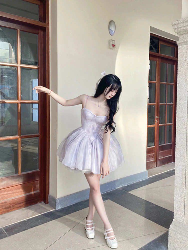 Vintage Ball Gown Lilac Short Mini Summer 18th Birthday Dress Lolita Dress Birthday Outfits W1252 - Deanwangkt