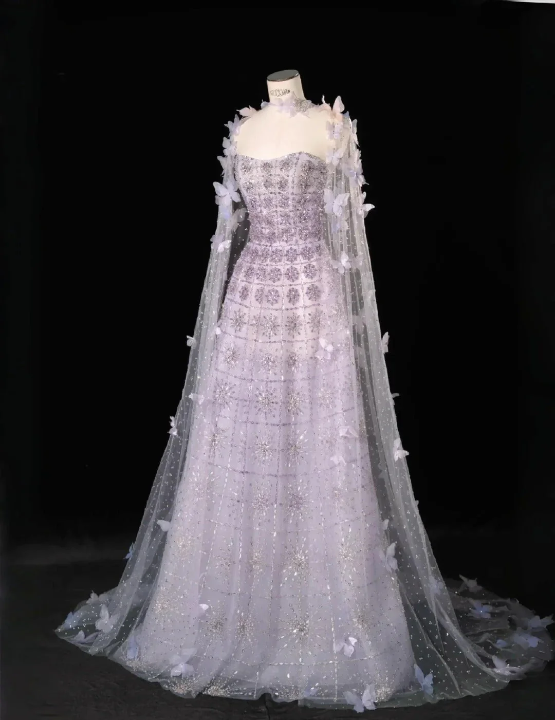 Gorgeous Strapless A-Line Long Evening Dresses Tulle Beaded Light Purple Prom Dressess DP3310 - Deanwangkt