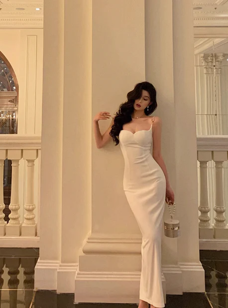 Classy Sheath Spaghetti Straps White Sleeveless 18th Birthday Dress Party Gown Birthday Outfits Birthday Dress Ideas For Women DP555 - Deanwangkt