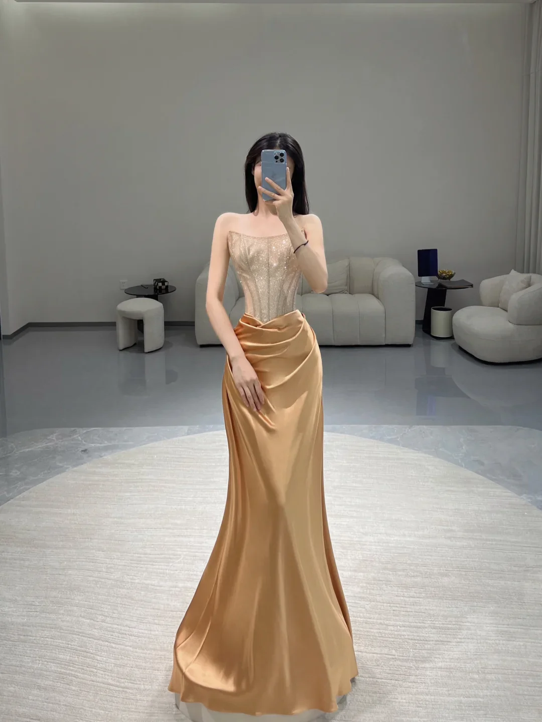 Pretty Mermaid Strapless Satin Sleeveless Long Prom Dresses Evening Dresses DP493 - Deanwangkt
