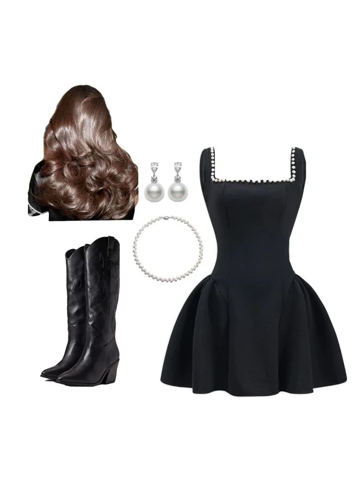 Pretty Ball Gown Square Neck Black Satin Formal Homecoming Dresses 21st Birthday Outfits Graduation Dress Short Mini Cocktail Dresses DH2392 - Deanwangkt