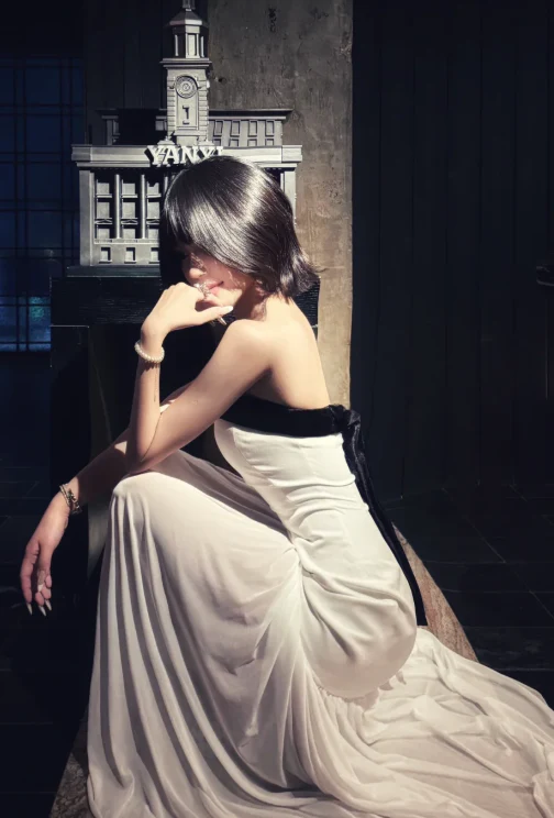 Chic Strapless Sheath Chiffon Long Prom Dresses, White Formal Evening Dresses DP3090 - Deanwangkt