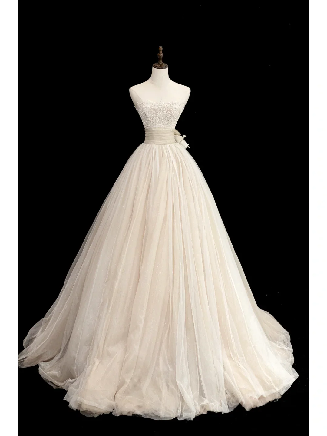 Timeless Bridal Gown Ball Gown Strapless Tulle Long White Wedding Dresses Elegant Bridal Gowns DH869 - Deanwangkt