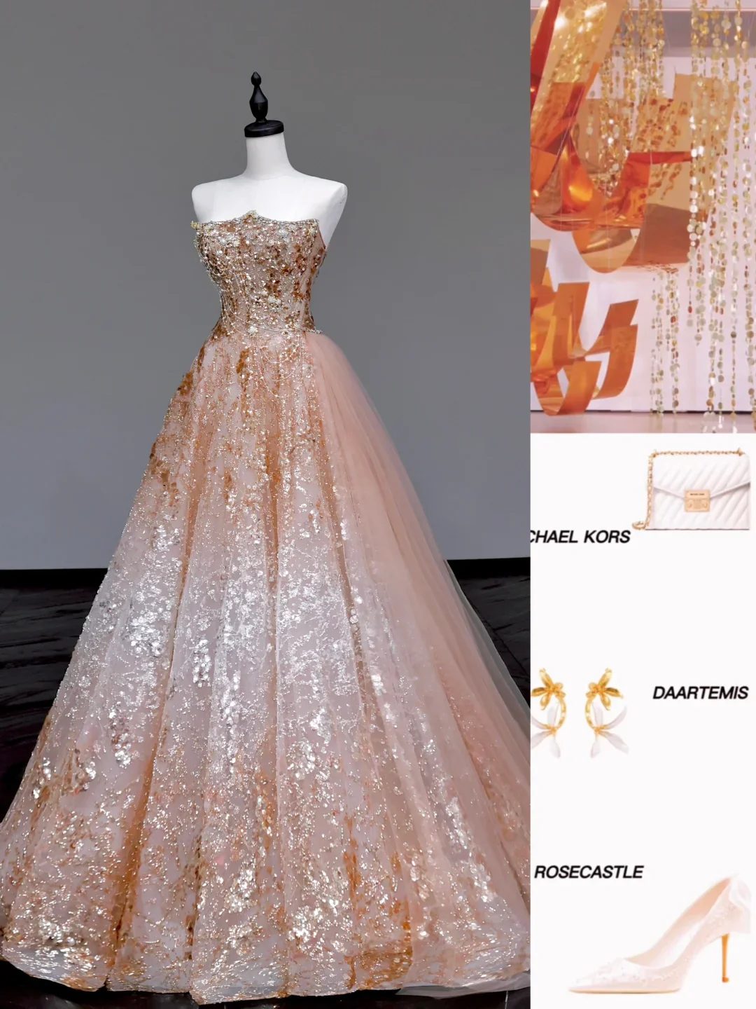 Gorgeous Ball Gown Strapless Sequin Long Prom Dress Party Dress Graduation Dresses DP718 - Deanwangkt