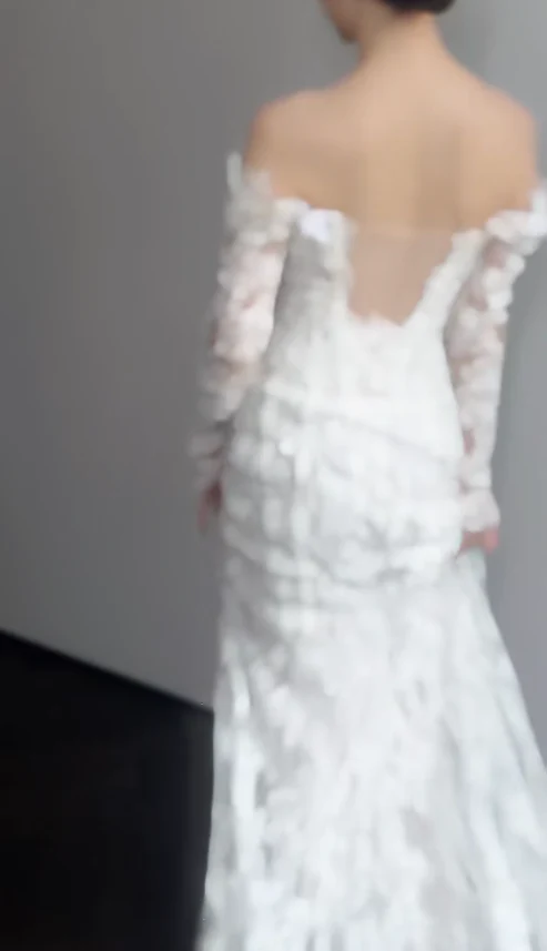 Simple Off-the-shoulder Mermaid Wedding Dresses Lace White Bridal Gowns Long Sleeve Bridal Dresses DP3358 - Deanwangkt