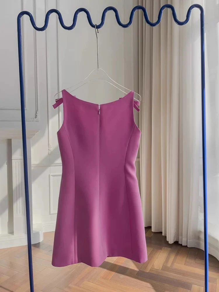 Trendy A Line Square Neck Pink Satin Formal Short 8th Grade Homecoming Dress Summer Middle School Hoco Dresses Birthday Outfits W933 - Deanwangkt