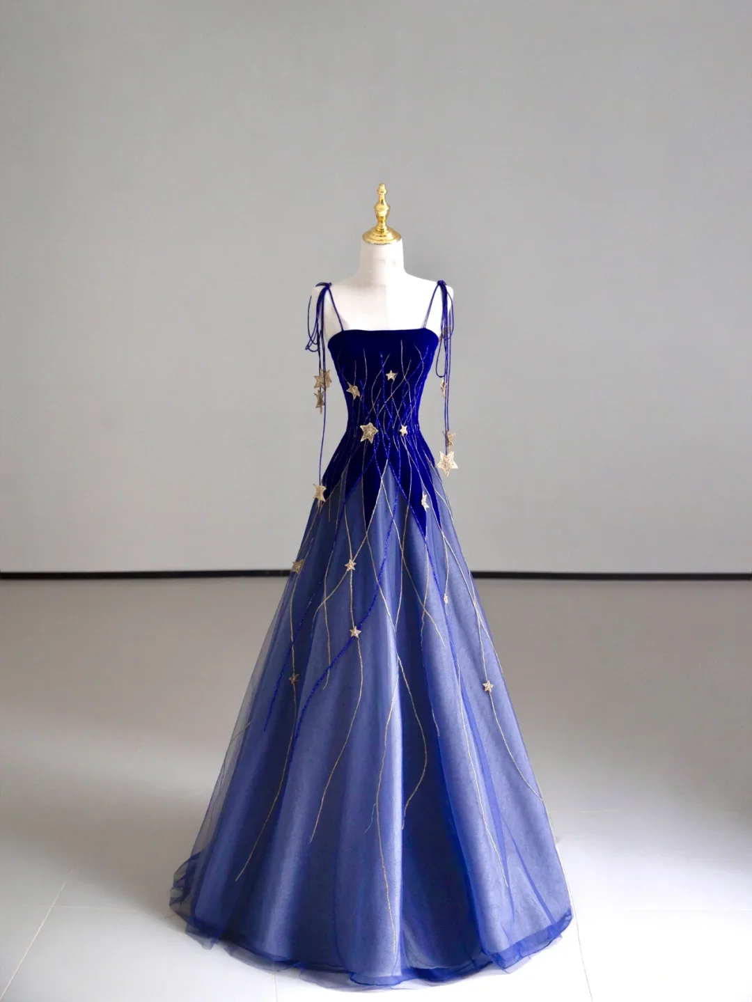 Classy Ball Gown Straps Blue Tulle Prom Dresses Birthday Dresses Dance Party Dress Graduation Prom Dresses DP506 - Deanwangkt