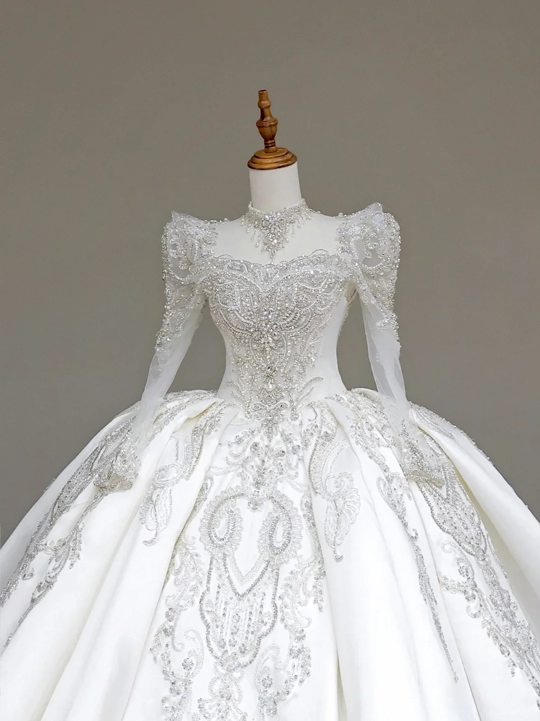 Unique Bridal Gown Ball Gown Sweetheart Long Sleeves White Sequin Wedding Dresses Bridal Gowns DP706 - Deanwangkt