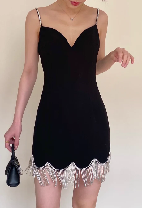 Fashion Sheath Spaghetti Strap Homecoming Dress Tassel Beaded Short Birthday Dress Elegant Party Dress DP2810 - Deanwangkt