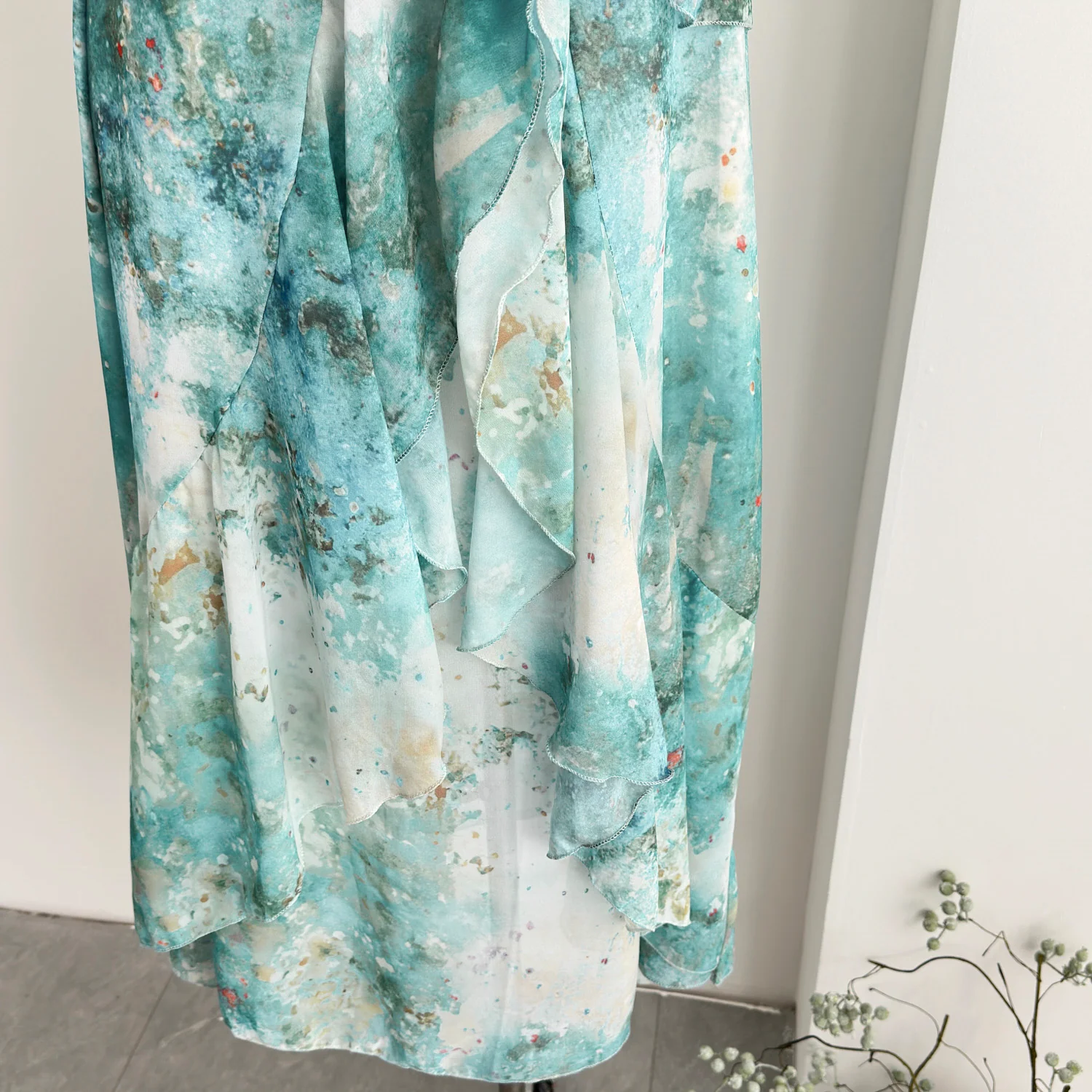 Sexy Mermaid Square Floral Green Summer Dress Holiday Party Birthday Outfits For Women DP0127 - Deanwangkt