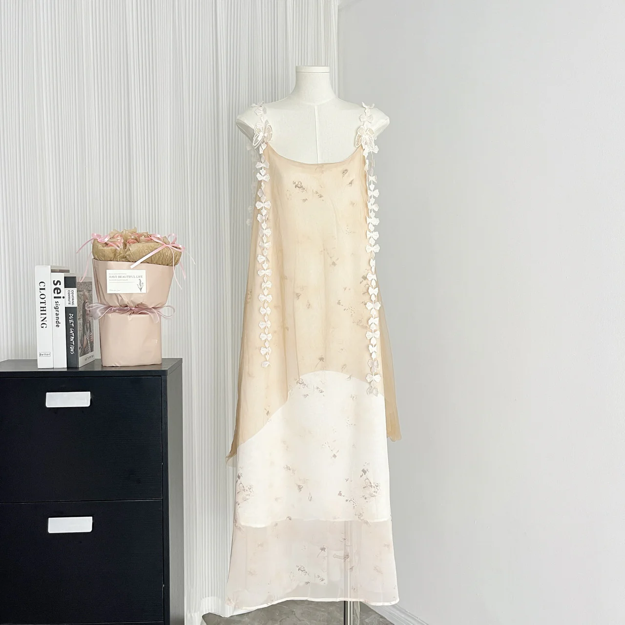 Cute A Line Spaghetti Straps Floral Chiffon Summer Dress Holiday Party Outfits For Girls DP0133 - Deanwangkt