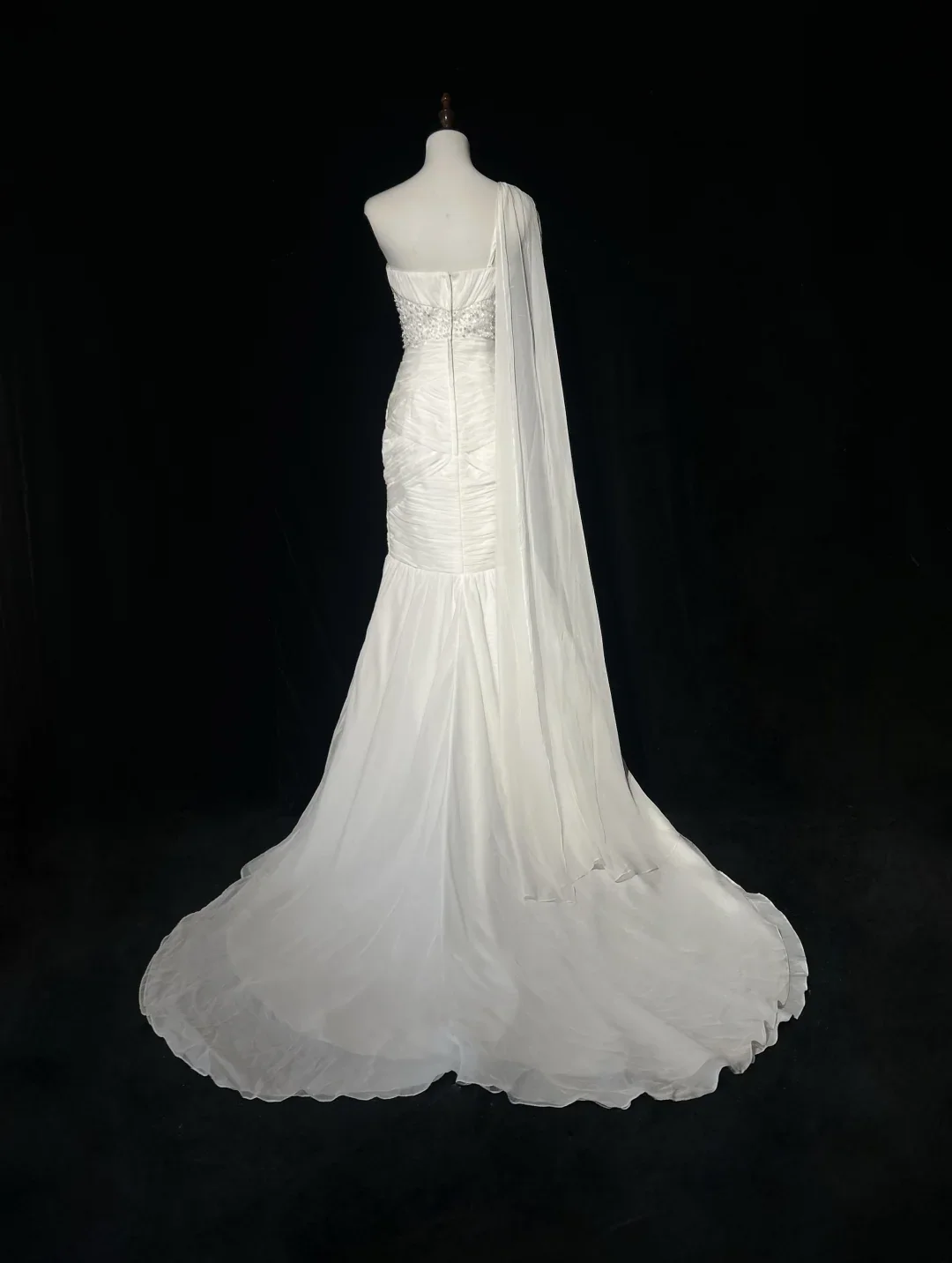 Retro Wedding Dress 1950s 1940s Mermaid One Shoulder Chiffon White Long Wedding Dresses Bridal Gowns Brides Gown DH554 - Deanwangkt