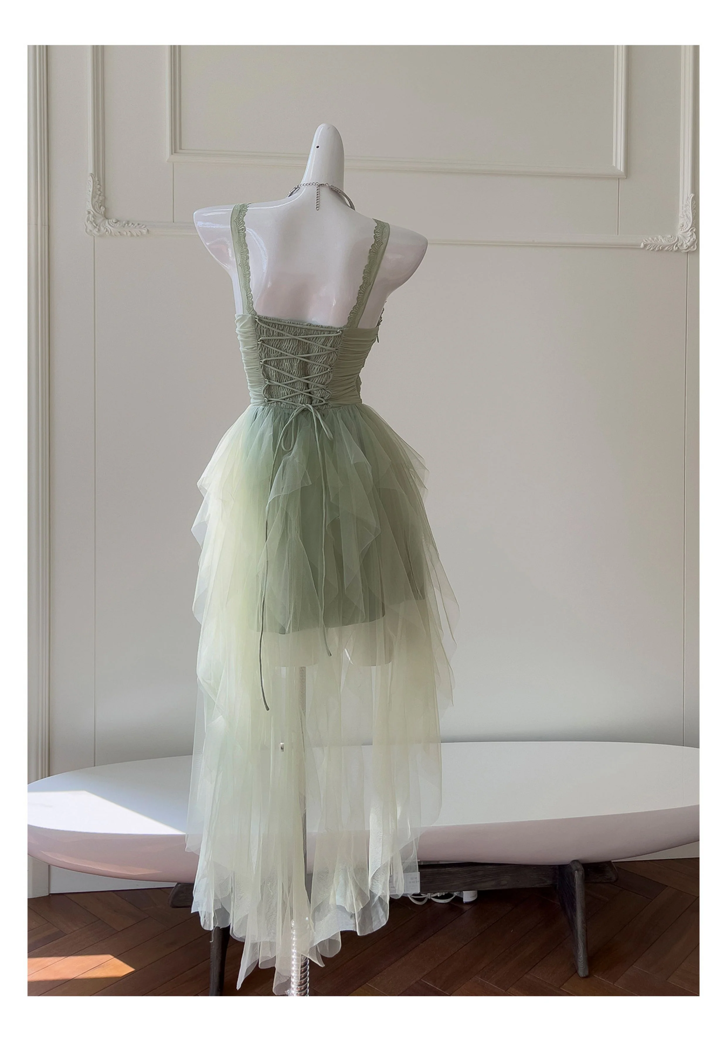 Pretty A Line Sage Green Tulle Formal Homecoming Dresses Middle School Short 21st Birthday Outfits Graduation Dress Mini Cocktail Dresses DH2309 - Deanwangkt