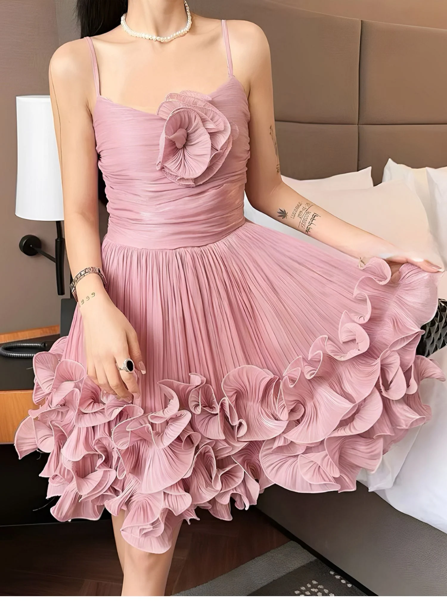 Pretty Ball Gown Spaghetti Straps Dusty Pink Formal Homecoming Dresses Short 16th Birthday Outfits Graduation Dress Mini Hoco Dresses DH2530 - Deanwangkt