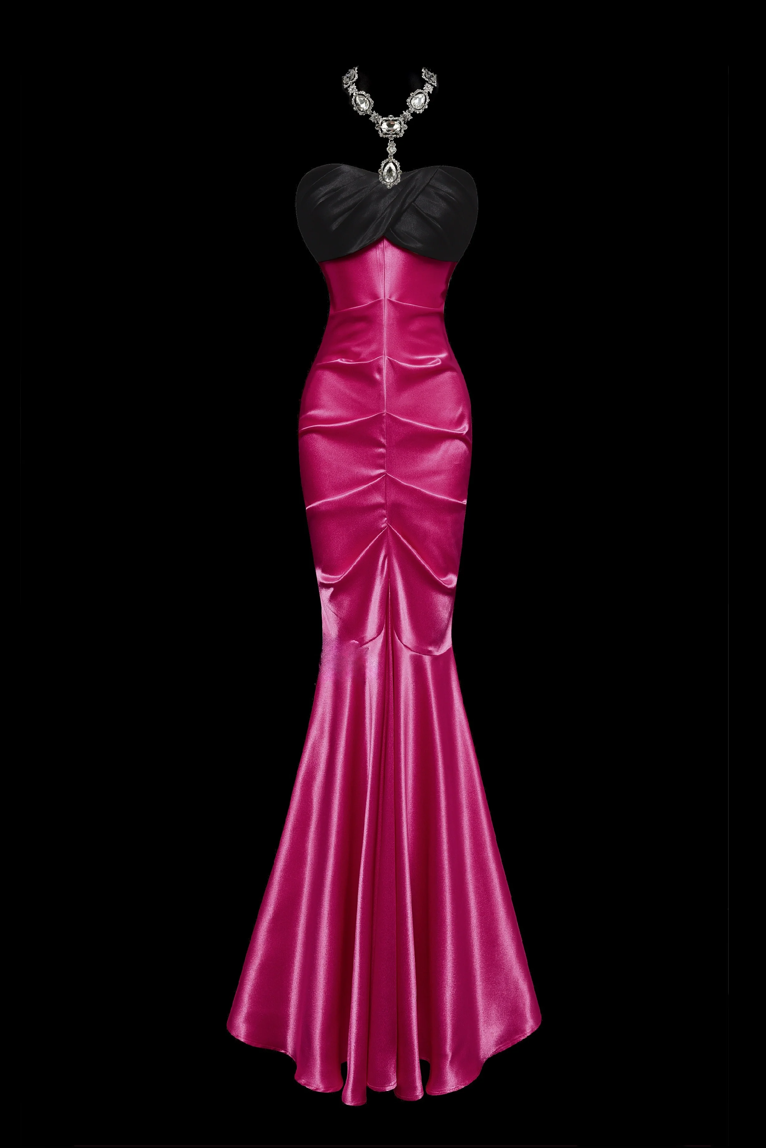 Elegant Strapless Mermaid Long Prom Dresses, Satin Hot Pink Evening Gowns DP3220 - Deanwangkt