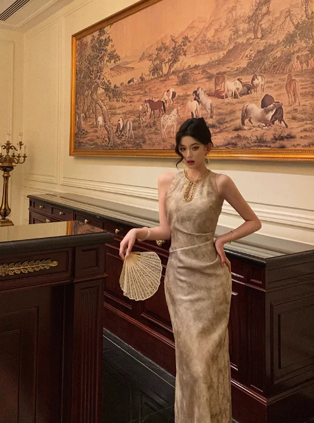 Classy Sheath Gold Beads Sleeveless 18th Birthday Dress Party Gown Birthday Outfits Birthday Dress Ideas For Women DP560 - Deanwangkt