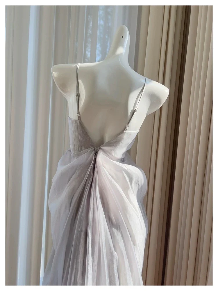 Elegant A Line Spaghetti Straps Sleeveless Long Evening Party Gowns Evening Formal Dresses Prom Dress W900 - Deanwangkt