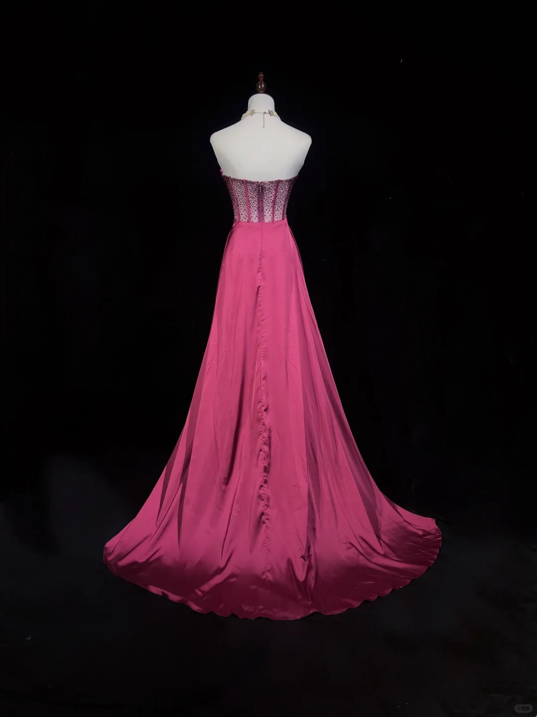 Vintage A Line Sweetheart Pink Slit Satin Long Prom Dress Party Dress Evening Dresses DP1697 - Deanwangkt