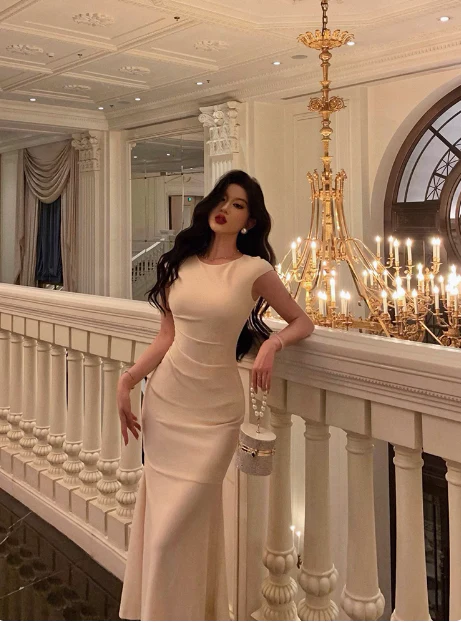 Elegant Mermaid Scoop Ivory 18th Birthday Dress Party Gown Birthday Outfits Birthday Dress Ideas For Women DP583 - Deanwangkt