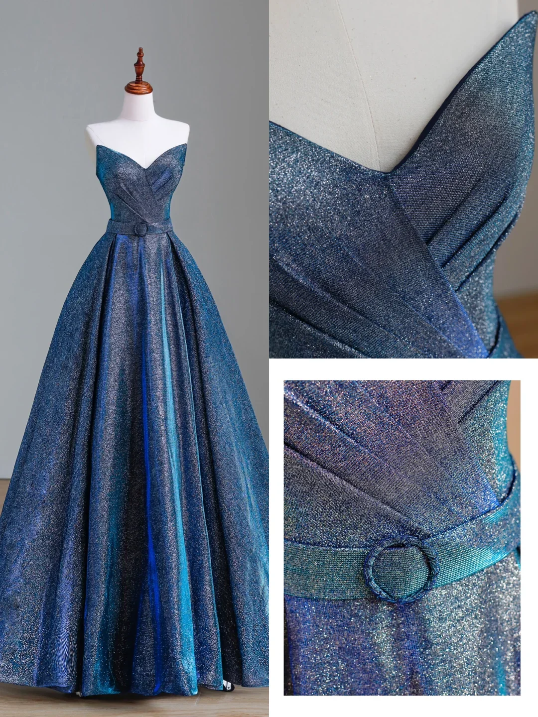 Elegant Glamour Ball Gown Sweetheart Blue Sequin 21st Birthday Dresses Evening Gown Birthday Outfits Evening Dress For Women DP1556 - Deanwangkt