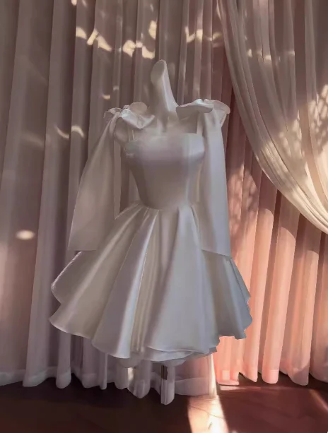 Sexy A line Spaghetti Straps Satin Corset Short Homecoming Dress Summer Hoco Dresses Cocktail Dress Birthday Outfits DP2298 - Deanwangkt