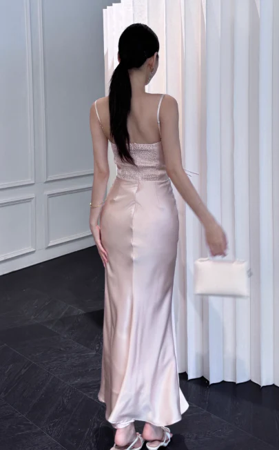 Elegant Sheath Satin Long Prom Dresses,Pink Formal Evening Dresses DP3148 - Deanwangkt