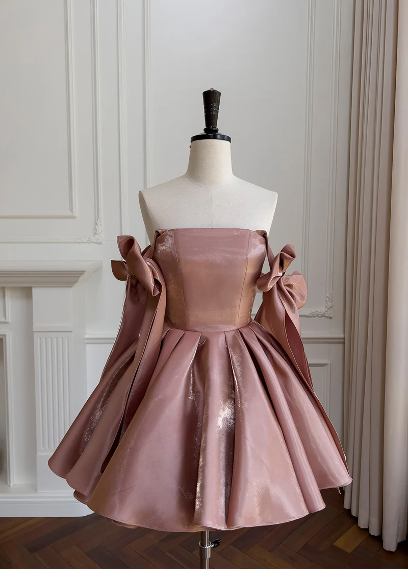 Sexy A line Spaghetti Straps Satin Brown Short Homecoming Dress Summer Hoco Dresses Cocktail Dress Birthday Outfits DP2289 - Deanwangkt