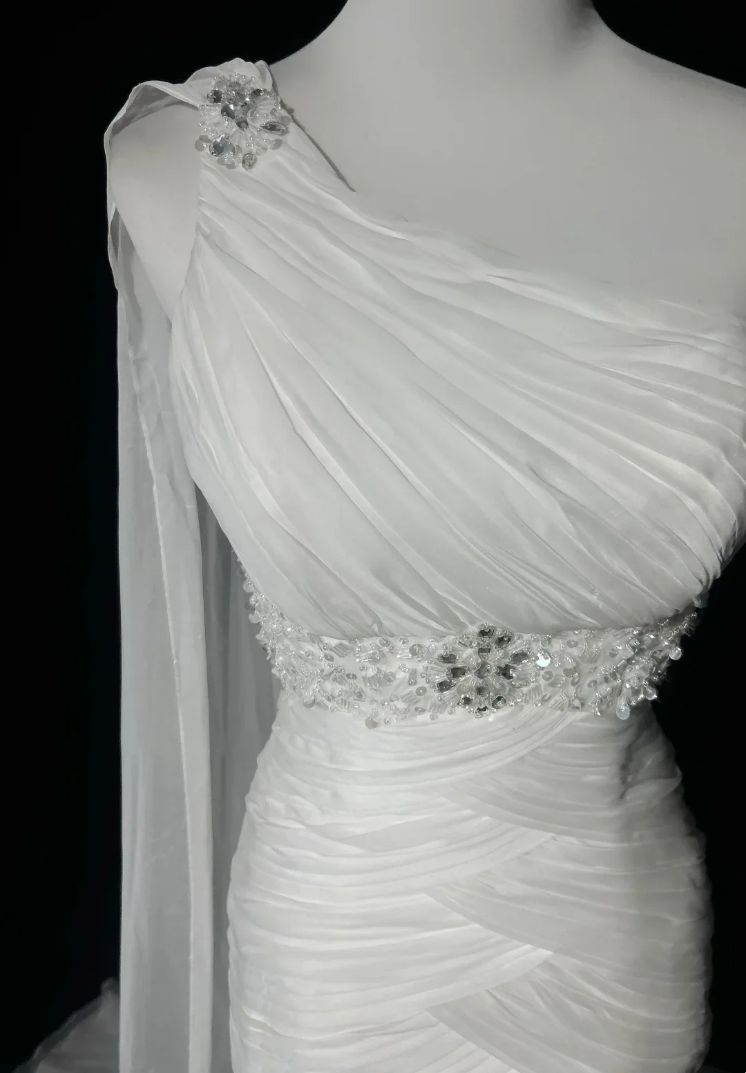 Retro Wedding Dress 1950s 1940s Mermaid One Shoulder Chiffon White Long Wedding Dresses Bridal Gowns Brides Gown DH554 - Deanwangkt