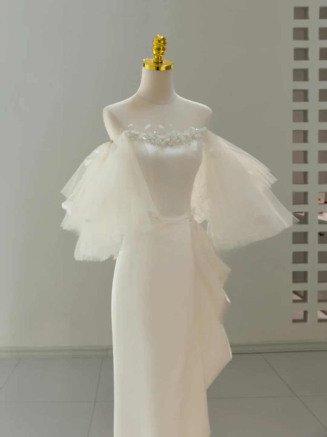 Unique Wedding Dress A line Off The Shoulder Satin White Long Wedding Dresses Bridal Gowns DH2058 - Deanwangkt