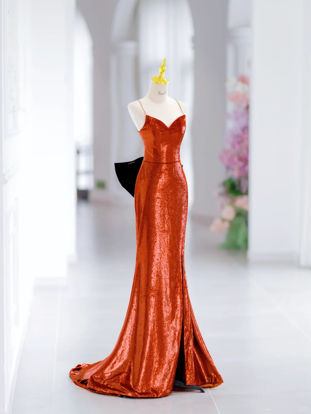 Modest Mermaid Spaghetti Straps Sequin Long Slit Evening Party Gowns Evening Dress Special Formal Dresses Prom Dress DH2796 - Deanwangkt