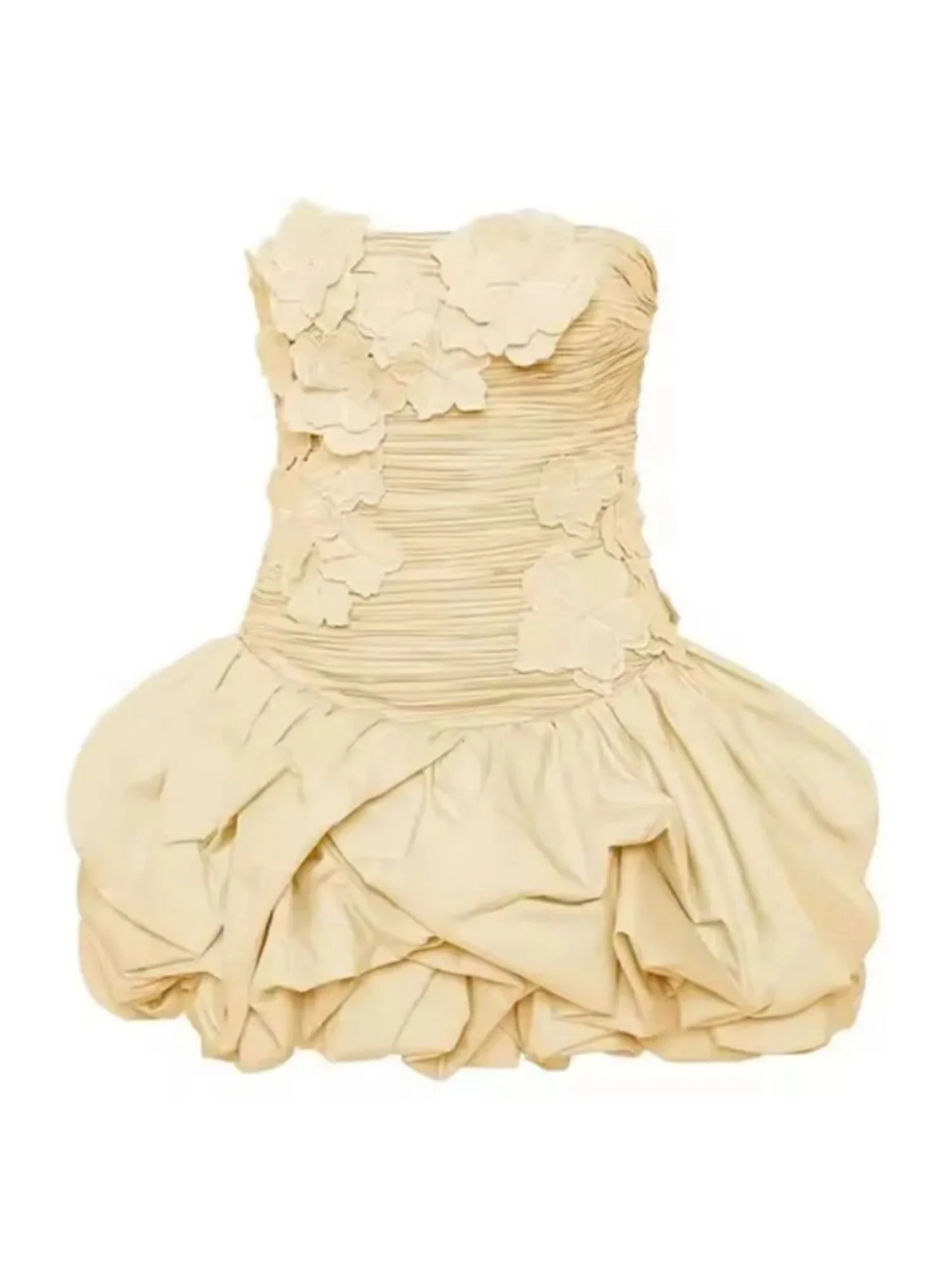 Modest Ball Gown Strapless Satin Lace Formal Homecoming Dresses Short 16th Birthday Outfits Graduation Dress Mini Hoco Dresses DH2540 - Deanwangkt