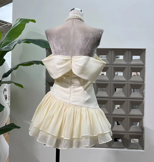 Cute A line Off The Shoulder White Chiffon Summer Homecoming Dress Hoco Dress Mini 16th Birthday Outfit Cocktail Dresses DP2092 - Deanwangkt