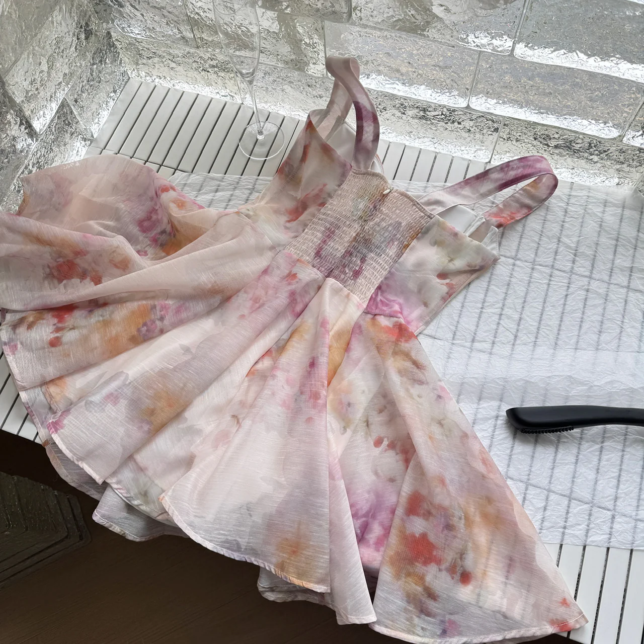 Cute A line Straps Floral Pink Short Summer Dress Holiday Party Birthday Outfits DP0138 - Deanwangkt