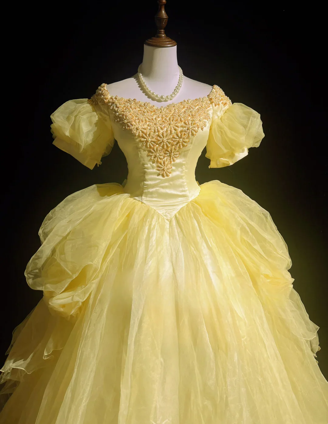 Pretty Ball Gown Square Neck Yellow Tulle Long Floral Quinceanera Dress Formal Gowns Sweet 17 Dresses Vestido De 15 Anos Sweet 16 Dress DH2683 - Deanwangkt