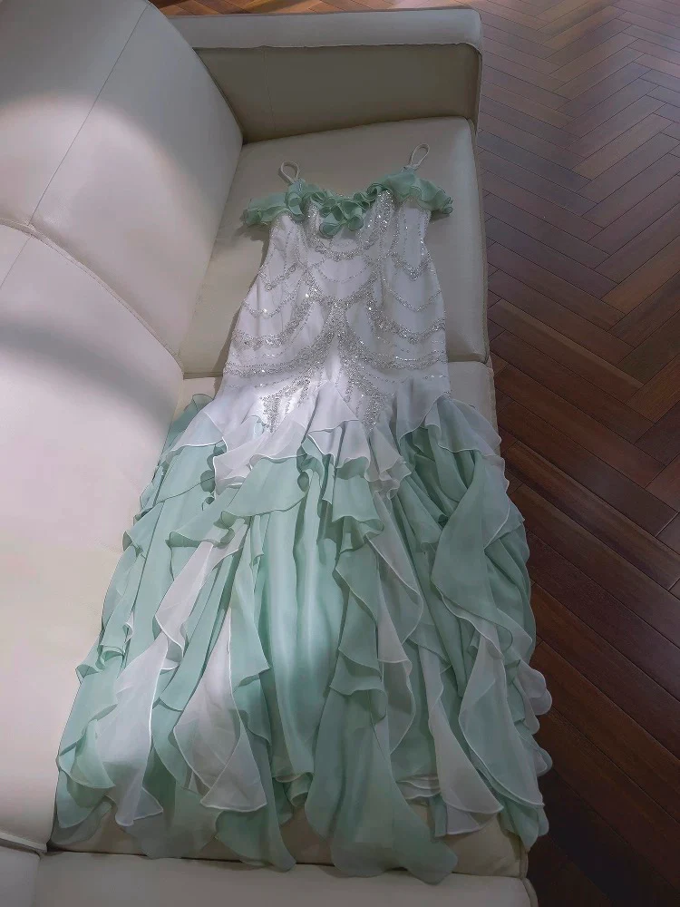 Elegant Mermaid Spaghetti Straps Sleeveless Chiffon Long Evening Party Gowns Evening Formal Dresses Prom Dress W893 - Deanwangkt