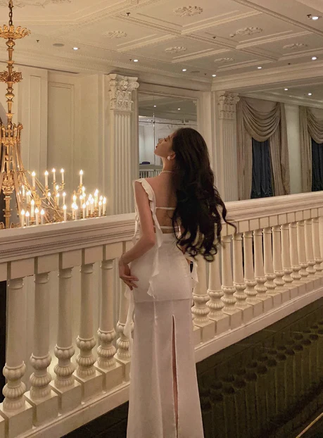 Classy Mermaid White Square Neck Long 18th Birthday Dress Party Gown 21st Birthday Outfits Birthday Dress Ideas For Women DP605 - Deanwangkt