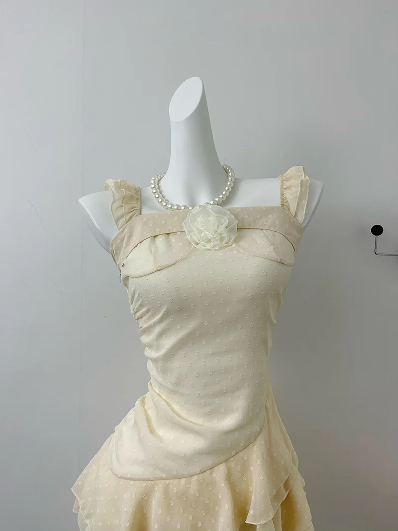 Cute High Low Square Neckline Ruffles Summer Dress Holiday Party Outfits For Women DP0089 - Deanwangkt