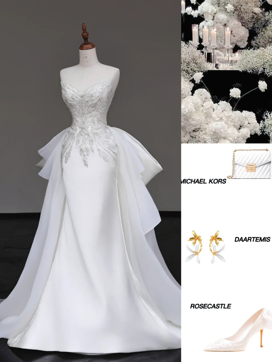 Unique Bridal Gown Mermaid Sweetheart White Satin Wedding Dresses Beads Bridal Gowns DP690 - Deanwangkt