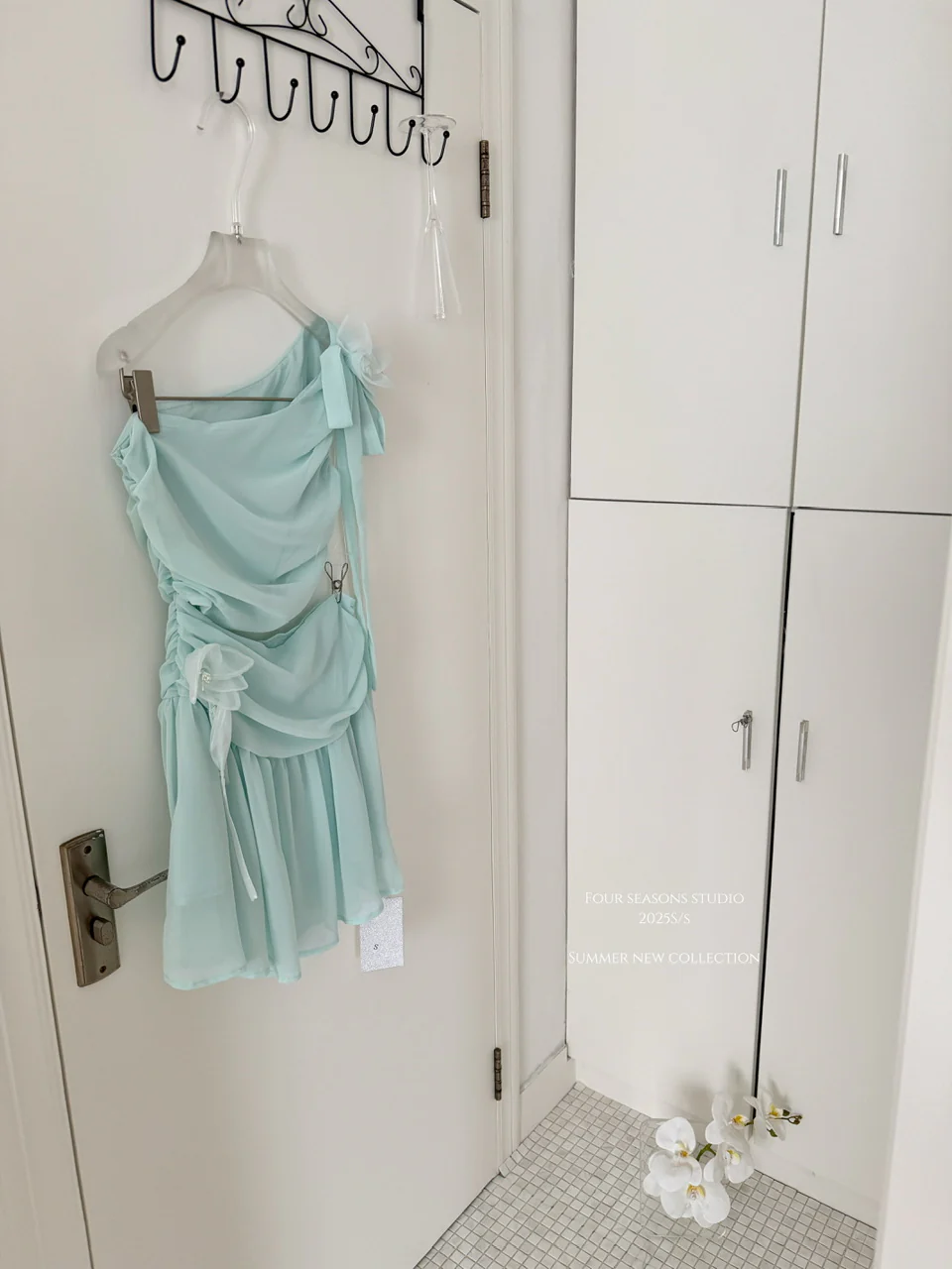 Cute A line One Shoulder Green Chiffon Short Summer Dress Holiday Party Birthday Outfits DP0147 - Deanwangkt