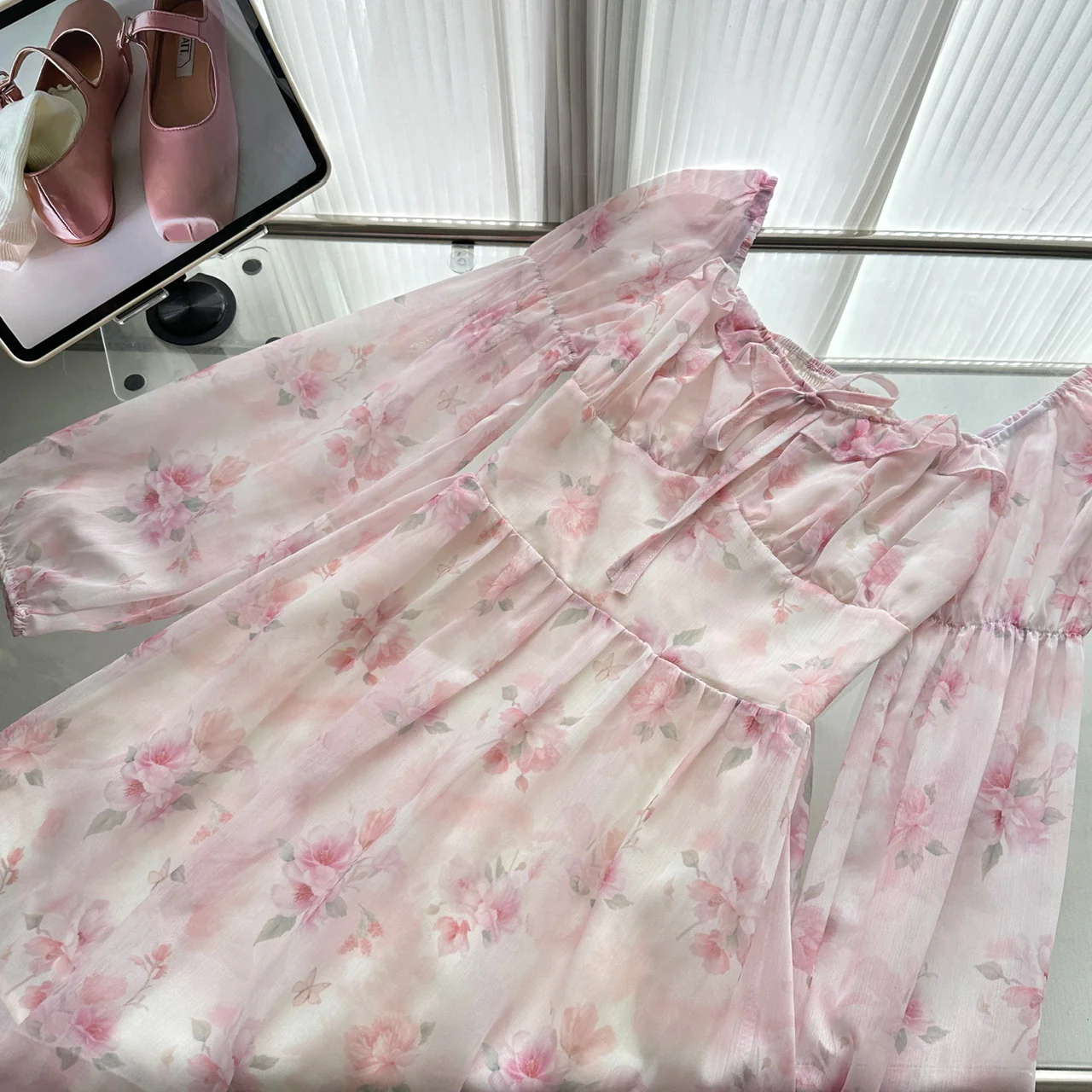 Cute A line Square Neckline Floral Pink Short Summer Dress Holiday Party Birthday Outfits DP0139 - Deanwangkt