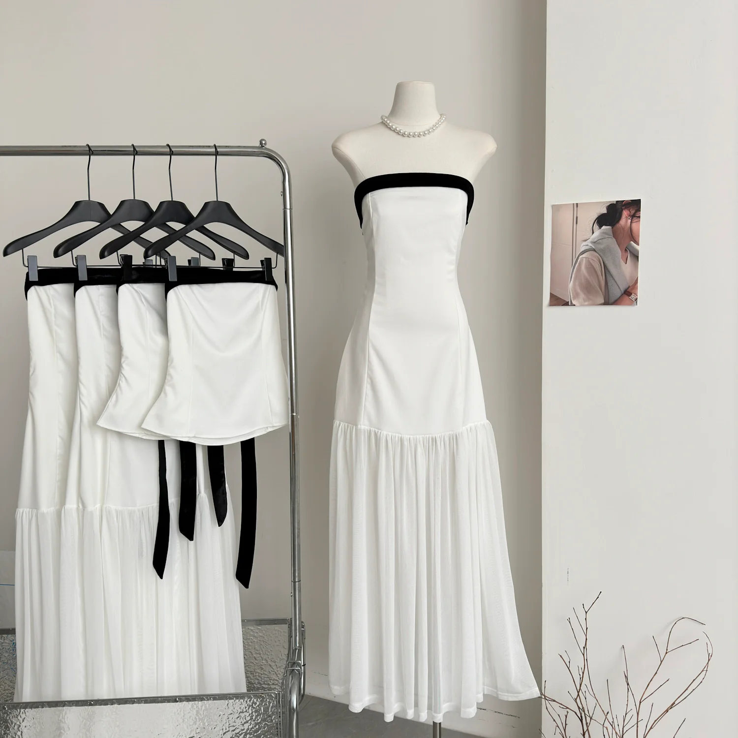 Simple A line Strapless White Tulle Summer Dress Holiday Party Dress Birthday Outfits For Teens DP0153 - Deanwangkt