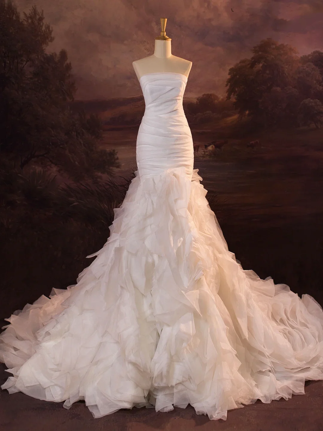 Pretty Wedding Dress Mermaid Strapless Layers Ruffles White Tulle Long Wedding Dresses Bridal Gowns Brides Gown DH406 - Deanwangkt