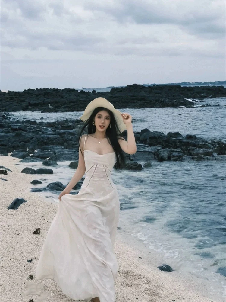 Elegant A Line Spaghetti Straps Sleeveless Lace White Long Evening Party Gowns Evening Formal Dresses Prom Dress W898 - Deanwangkt