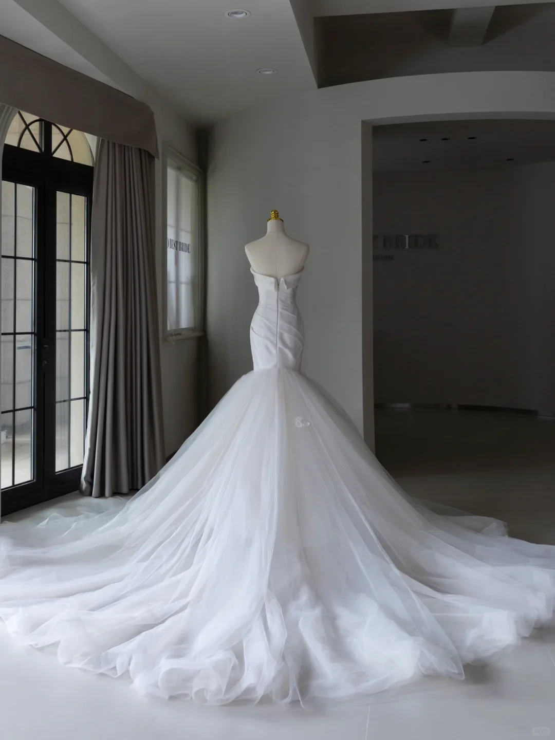 Simple Mermaid Strapless Satin White Tulle Wedding Dress Modest Wedding Dresses Princess Wedding Gowns DH1560 - Deanwangkt