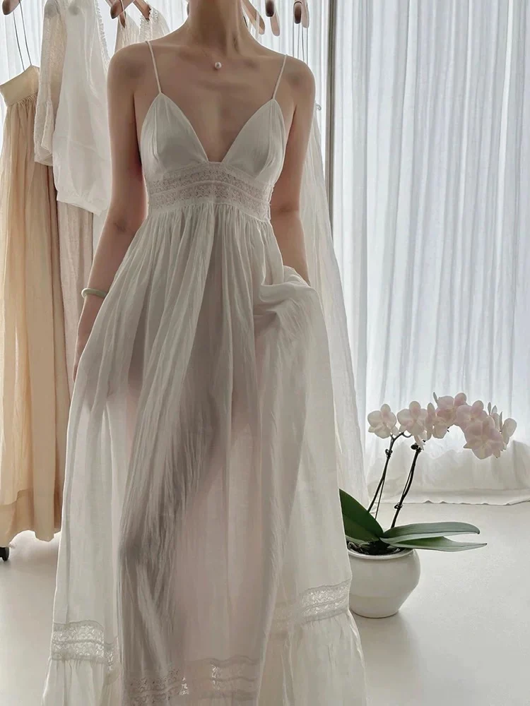 Vintage Wedding Dress A line Spaghetti Straps Lace White Summer Beach Long Wedding Dresses Bridal Gowns W0771 - Deanwangkt