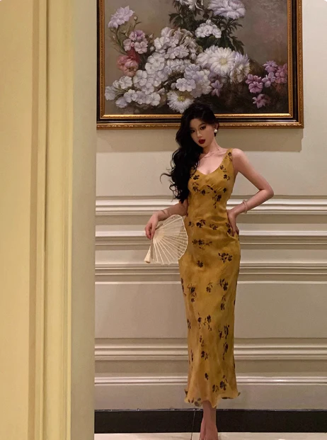 Elegant Sheath V Neckline Yellow 18th Birthday Dress Party Gown Birthday Outfits Birthday Dress Ideas For Women DP588 - Deanwangkt