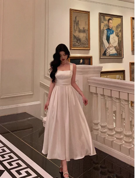 Pretty A Line Square Neckline White 18th Birthday Dress Party Outfits Birthday Outfits For Women DP0171 - Deanwangkt