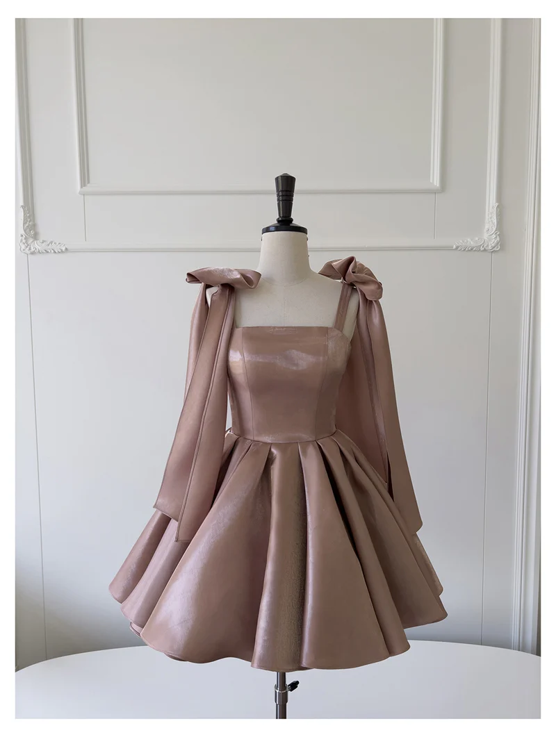 Sexy A line Spaghetti Straps Satin Corset Back Short Homecoming Dress Summer Hoco Dresses Cocktail Dress Birthday Outfits DP2291 - Deanwangkt